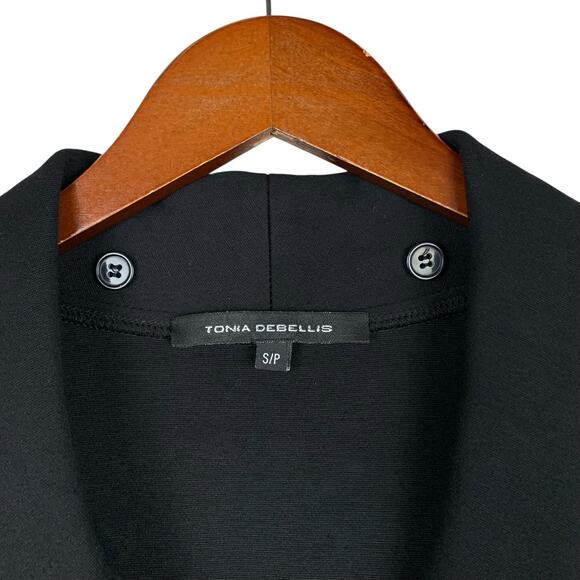 Tonia Debellis Jacket Sweatshirt Blazer Black Button Front Pockets Women's S - Picture 3 of 6